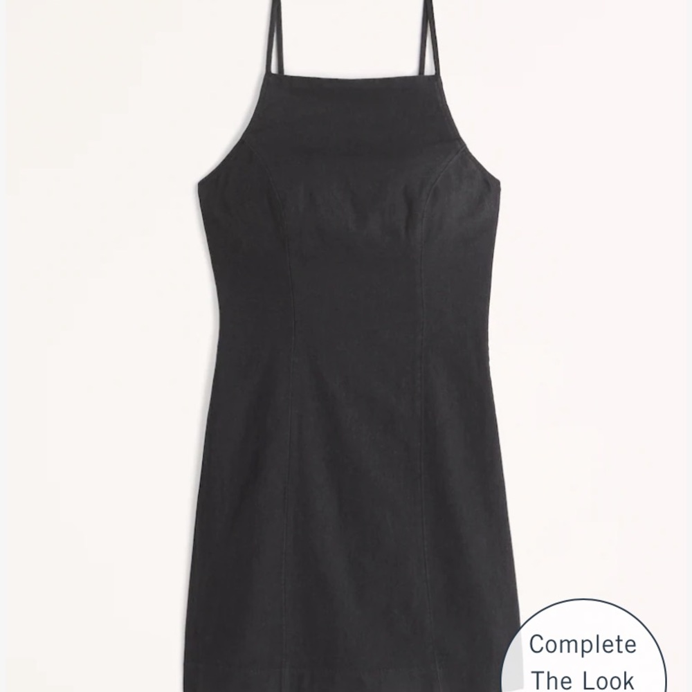 Linen-Blend Boatneck Low Back Mini Dress